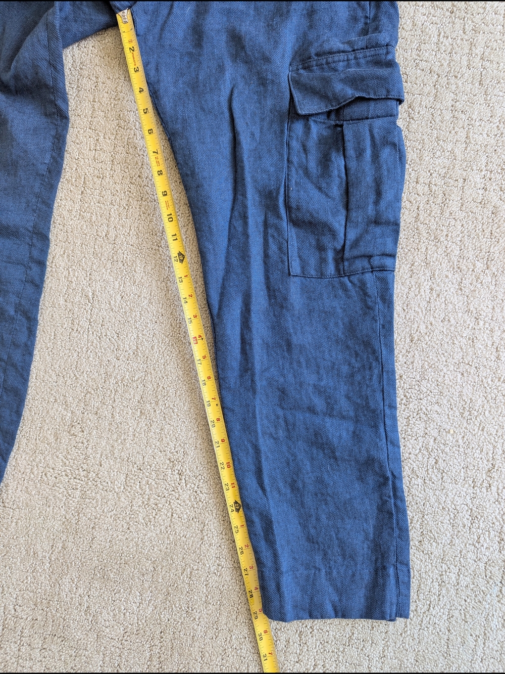 100% Linen Banana Republic Navy Straight-Leg Cargo Pants - Picture 10 of 13